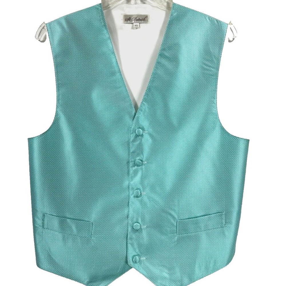 St. Patrick Men's Turquoise Vest with White Specks 2 Pockets Sizes XS - 2XL